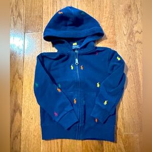 Boys polo full zip hoodie size 4T horses